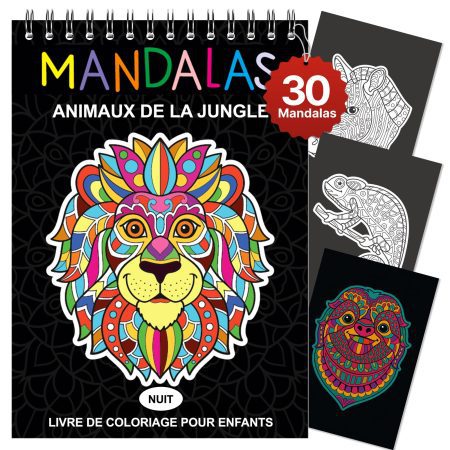 Livre de Coloriage Mandala Animaux pour Enfants : Stress Réduit, Motricité Améliorée, Papier Premium A4