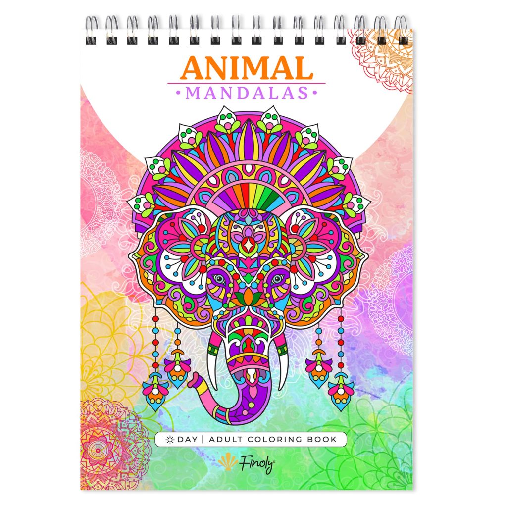 Finoly Mandalas Animaux Anti-Stress A4 - Cahier de Coloriage Adulte avec Reliure Spirale