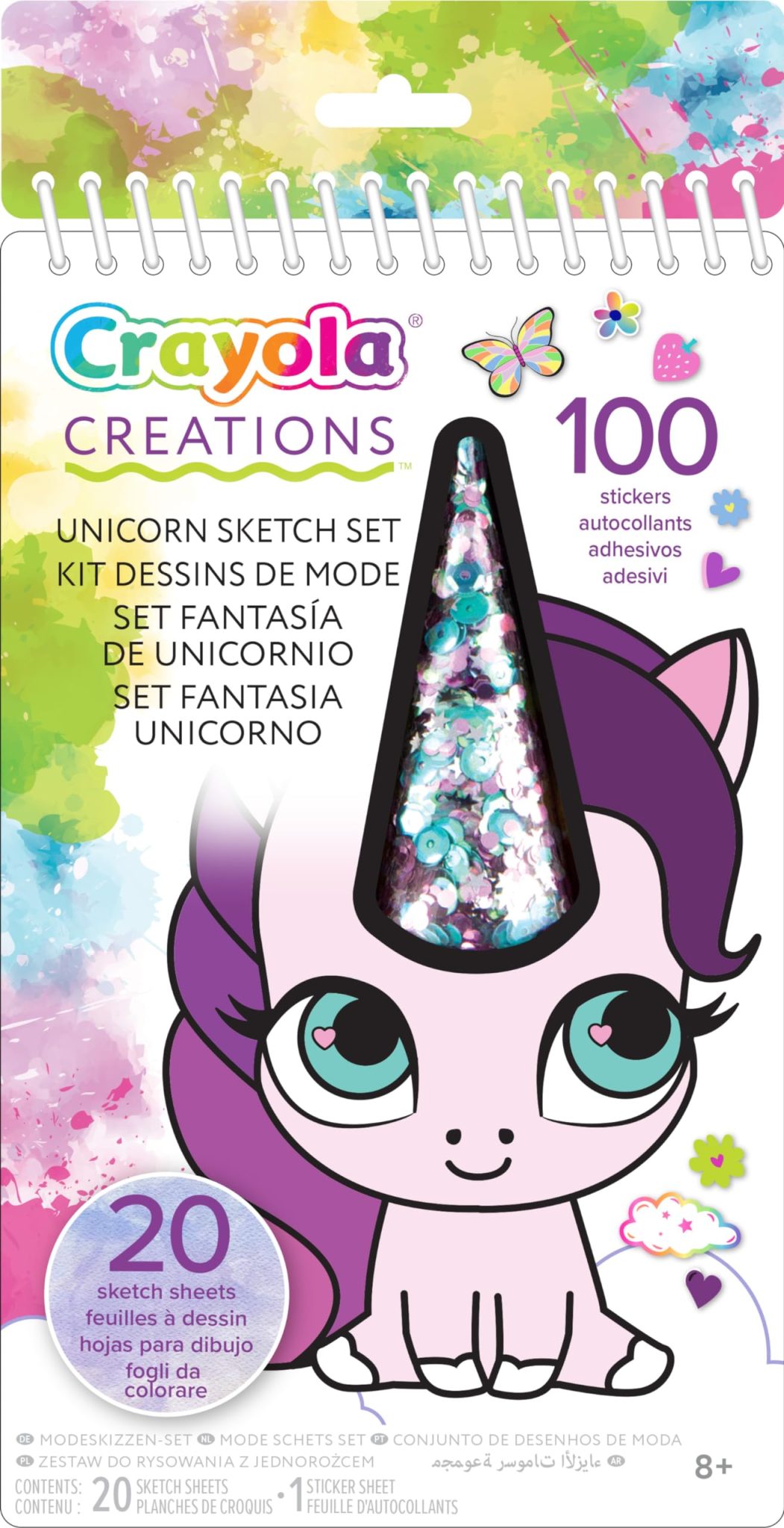 CRAYOLA Créations Kit Licorne Fantaisie : Album à colorier 20 pages, 100 autocollants pour une activité créative dès 6 ans