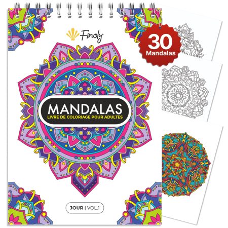 Finoly Mandalas à Colorier pour Adultes - Livre Anti-Stress Zen Vol 1 - 30 Illustrations Originales A4 Reliure Spirale