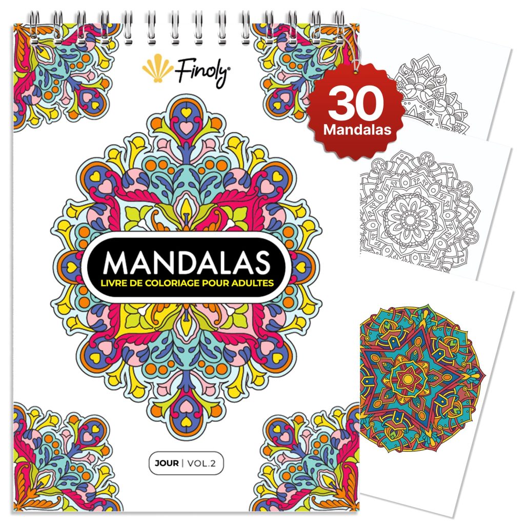 Finoly Mandalas à Colorier pour Adultes : Anti-Stress, A4, Reliure Spirale, Papier Premium