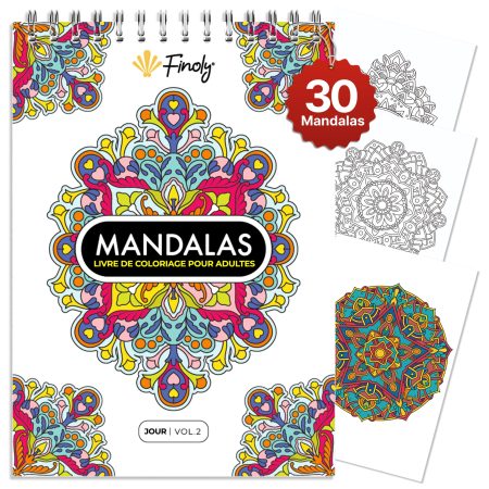 Finoly Mandalas à Colorier pour Adultes : Anti-Stress, A4, Reliure Spirale, Papier Premium