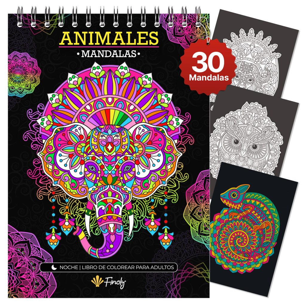 Livre de Coloriage Mandalas pour Adultes Finoly - Art-Thérapie Anti-Stress, Papier Premium Épais, Format A4 avec Reliure Spirale