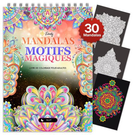 Finoly Mandalas à Colorier pour Adultes : Cahier Anti-Stress aux Motifs Magiques, Reliure Spirale, Format A4