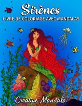 Sirènes – Livre de coloriage mandalas pour adultes, anti-stress, 50 illustrations marines, grand format 21,59 x 27,94 cm