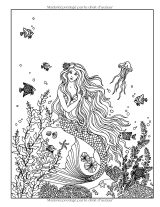 Sirènes – Livre de coloriage mandalas pour adultes, anti-stress, 50 illustrations marines, grand format 21,59 x 27,94 cm