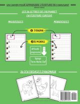 Cahier d’écriture cursive et de coloriage – Lettres majuscules/minuscules et animaux de la ferme – 111 pages – Grand format 21,6 × 27,9 cm
