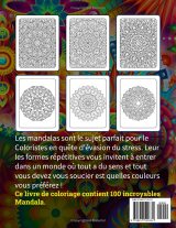 Livre de Coloriage Mandala – 100 mandalas relaxants pour soulager le stress, méditation et pleine conscience (pages recto)