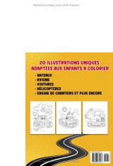 Cahier de coloriage véhicules et engins 3-6 ans : voitures, camions, chantier, tracteurs, pelleteuses, avions, hélicoptères et bus – 20 dessins