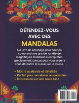 Mandalas – Livre de coloriage pour seniors et adultes | 50 motifs fleurs et variés | Citations motivantes en gros caractères | Anti-stress et détente
