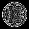 Livre de coloriage Mandalas – Dessins blancs sur fond noir, 50 motifs, format carré