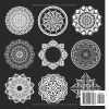 Livre de coloriage Mandalas – Dessins blancs sur fond noir, 50 motifs, format carré