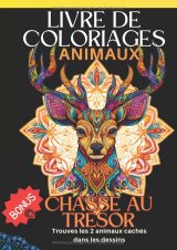 Livre de coloriage Mandalas Animaux – Fonds noirs, chasse au trésor et découpe des dessins, pour enfants et adultes
