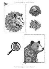 Livre de coloriage Mandalas Animaux – Fonds noirs, chasse au trésor et découpe des dessins, pour enfants et adultes