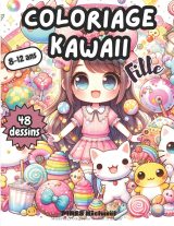 Coloriage Kawaii Fille 8-12 ans – 48 dessins manga & anime anti-stress, grand format 8,5 x 11 pouces
