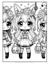 Coloriage Kawaii Fille 8-12 ans – 48 dessins manga & anime anti-stress, grand format 8,5 x 11 pouces