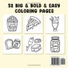 Food, Drink & Sweets – Livre de coloriage pour adultes et enfants, motifs grands et simples pour la détente | Aliments, boissons, desserts et fruits (52 illustrations)