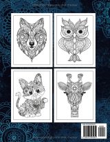 Livre de coloriage Mandalas d’animaux simples – 102 pages, grand format 21,59 x 27,94 cm (8,5 x 11 po), pour adultes et enfants