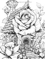 Pays des Fées – Livre de coloriage pour adultes : fées enchantées, châteaux et maisons magiques (50 illustrations, format 21,59 x 27,94 cm)