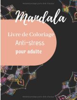 Mandala – Livre de coloriage anti-stress pour adultes, 25 mandalas, 50 pages, imprimé d’un seul côté, format 21,59 x 27,94 cm (8,5 x 11), noir et blanc