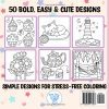 Livre de coloriage pour adultes – Relaxation : motifs grands et faciles à colorier, lignes épaisses