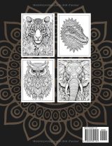 Mandalas Animaux Sauvages – Livre de coloriage relaxant pour adultes, 50 dessins anti-stress de lions, tigres, loups, éléphants et plus