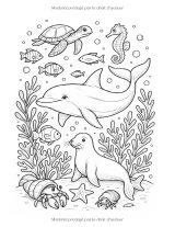 Les Animaux de la Mer – Cahier de coloriage éducatif pour enfants 4-10 ans, 50 illustrations originales, grand format 21,59 x 27,94 cm