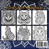 Livre de coloriage Chats & Mandalas – 60 illustrations relaxantes, impression recto, format carré 21,59 cm