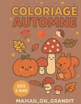Cahier de coloriage d’automne dès 3 ans – 38 dessins de feuilles, citrouilles et animaux mignons – Grand format 8,5 x 11