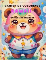 Cahier de coloriage Kawaii – 50 dessins mignons d’animaux | Anti-stress pour enfants et adultes