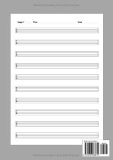 Cahier de musique – Tablatures pour basse 5 cordes, format A4, 105 pages, 10 tablatures par page