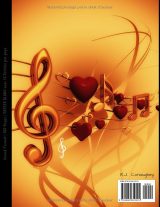 Cahier de musique grand format – 100 pages papier blanc, 13 portées par page, couverture couleurs chaudes Amour & Cœurs