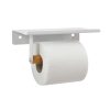 Spirella Tarek : Porte-Rouleau WC Mural Design Acier & Bambou - Blanc & Beige
