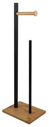 Spirella ALVAR : Porte-Rouleau WC sur Pied Design Acier & Bambou, Rangement 4 Rouleaux, Noir