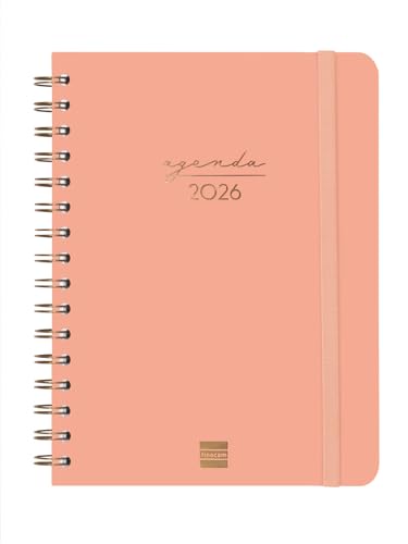 Agenda Finocam 2026 Spirale Verticale Alma Corail - Planification Annuelle Janvier à Décembre