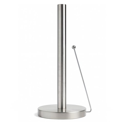 Minismus Porte Essuie-Tout sur Pied - Support Rouleau Stable avec Bras Anti-Roulement - Dérouleur Papier Cuisine Moderne - Accessoire Pratique et Élégant (Argent)