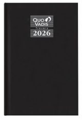 Agenda Journalier 2026 Quo Vadis Travers - Noir, 13x21 cm, Papier Clairefontaine, Fabrication Française