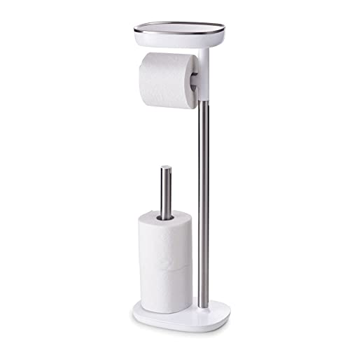 Joseph Joseph EasyStore - Porte-rouleau WC sur Pied avec Étagère Smartphone et Rangement Discret