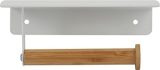 Spirella Tarek : Porte-Rouleau WC Mural Design Acier & Bambou - Blanc & Beige