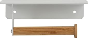 Spirella Tarek : Porte-Rouleau WC Mural Design Acier & Bambou - Blanc & Beige