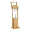 Relaxdays Ensemble WC Bambou et Acier Inoxydable : Brosse WC et Porte-Papier Autonome