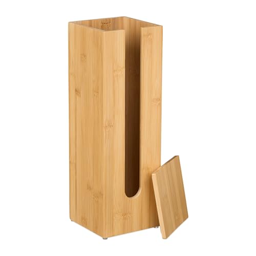 Relaxdays Porte-Papier Toilette en Bambou Naturel - Rangement Autonome pour 4 Rouleaux