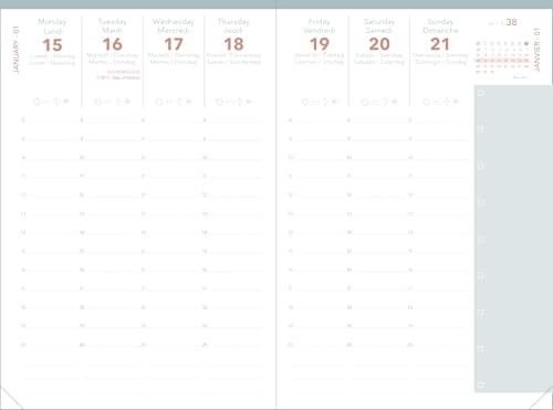 Agenda 2026 Pastel Rose Clair - Semainier Planning Multilingue - Fabrication Française