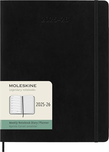 Moleskine Agenda Hebdomadaire 18 Mois XL - Couverture Souple Noire, Planification Étendue