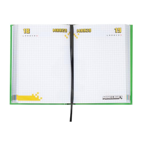 Agenda Scolaire Journalier Minecraft - 12 Mois - Couverture Rembourrée - 320 Pages Couleur - Idéal Primaire/Collège