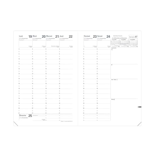Agenda Ministre 2026 Semainier Planning Quo Vadis Impala Noir 16x24 cm Papier Clairefontaine Français