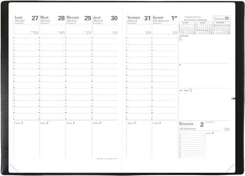 Agenda Semainier Quo Vadis Planning SD Impala Noir 18x24 cm, Sept. 2026 - Déc. 2027