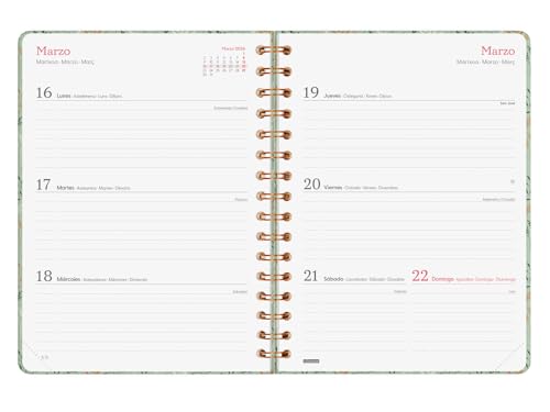 Agenda Spirale 2026 Hebdomadaire Horizontal Janvier-Décembre - Couverture Rigide Anti-Rayures avec Élastique et Autocollants Thématiques