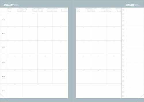 Agenda Quo Vadis 2026 Daily 21 Color Pastel Bleu Clair - Journalier Multilingue 15x21 cm Papier Clairefontaine Rigide