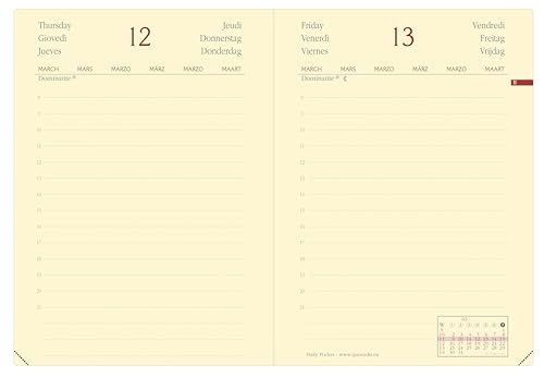 Agenda Journalier Quo Vadis Prestige 2026 - Format Pocket 8,5x13 cm, Rouge